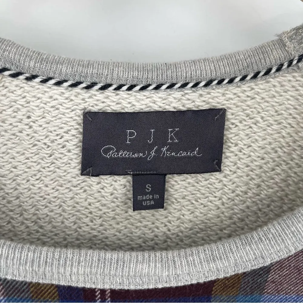 PJK PATTERSON J. KINCAID Sweatshirt Plaid Tartan Gray Preppy Sweater Size Small - Image 3