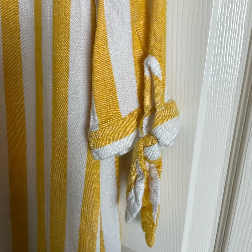 Sharagano Yellow and White Striped Shirt Dress Size 10 - Image 7