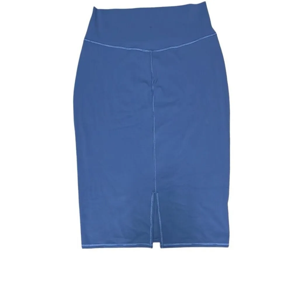 Womens 12 Blue Nulu Slim-Fit HR Pencil Midi Skirt NWT Office Active - Image 2