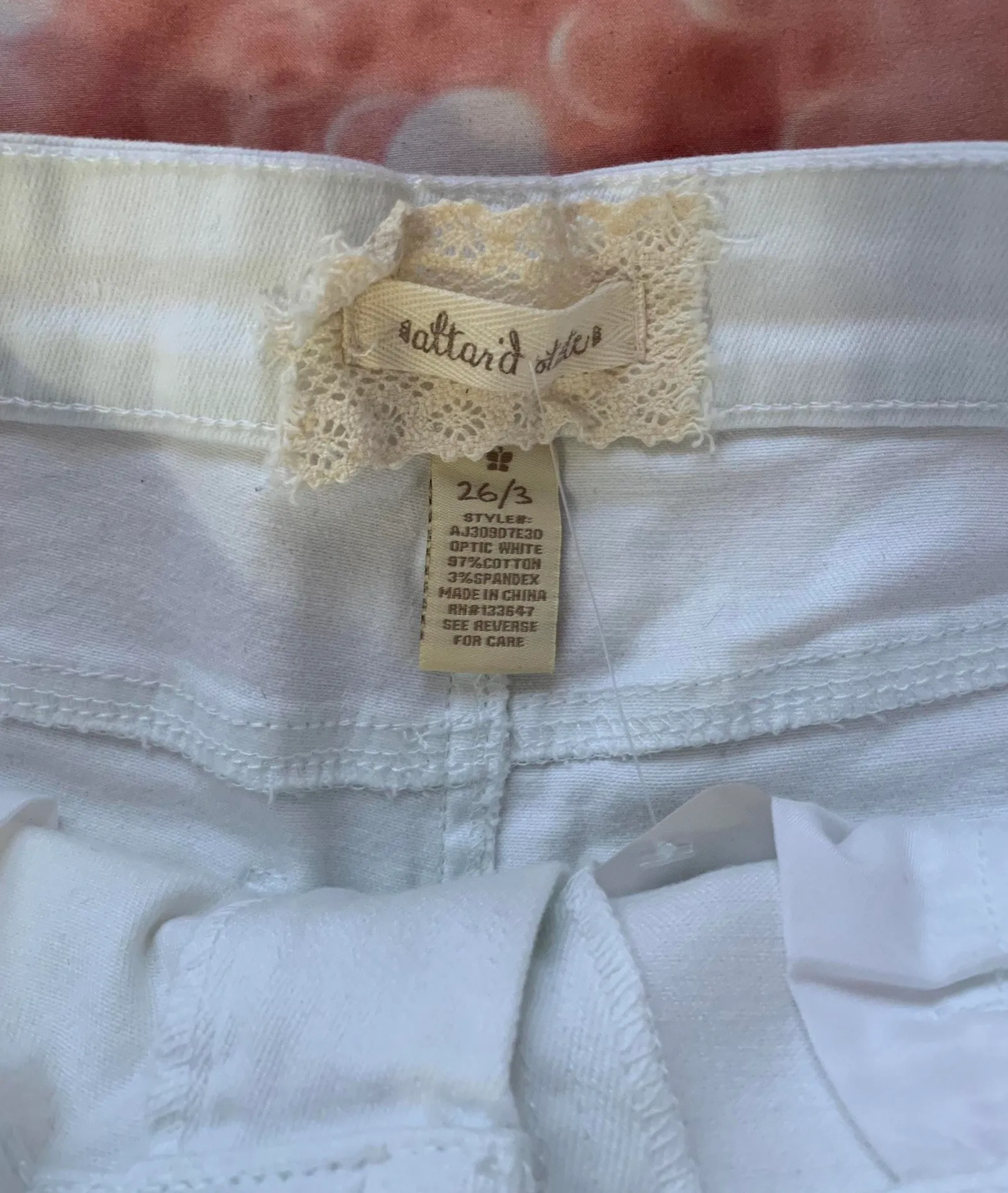 Altar'd State  Lace White Jean Denim Shorts  - Image 3