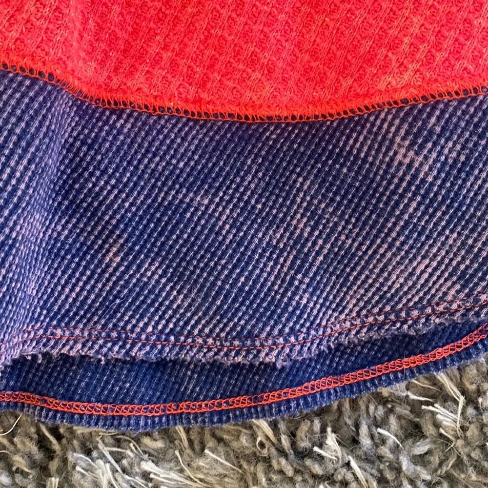 We the Free Color Block Patchwork Waffle Knit Top Scoop Neck Red Blue Size XS - Image 3