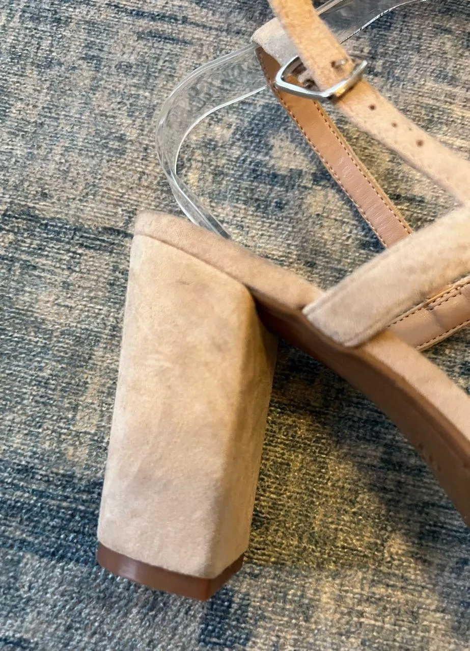 Lula Slingback Block Heel Suede Leather Sandal Blush Size 9.5 - Image 7