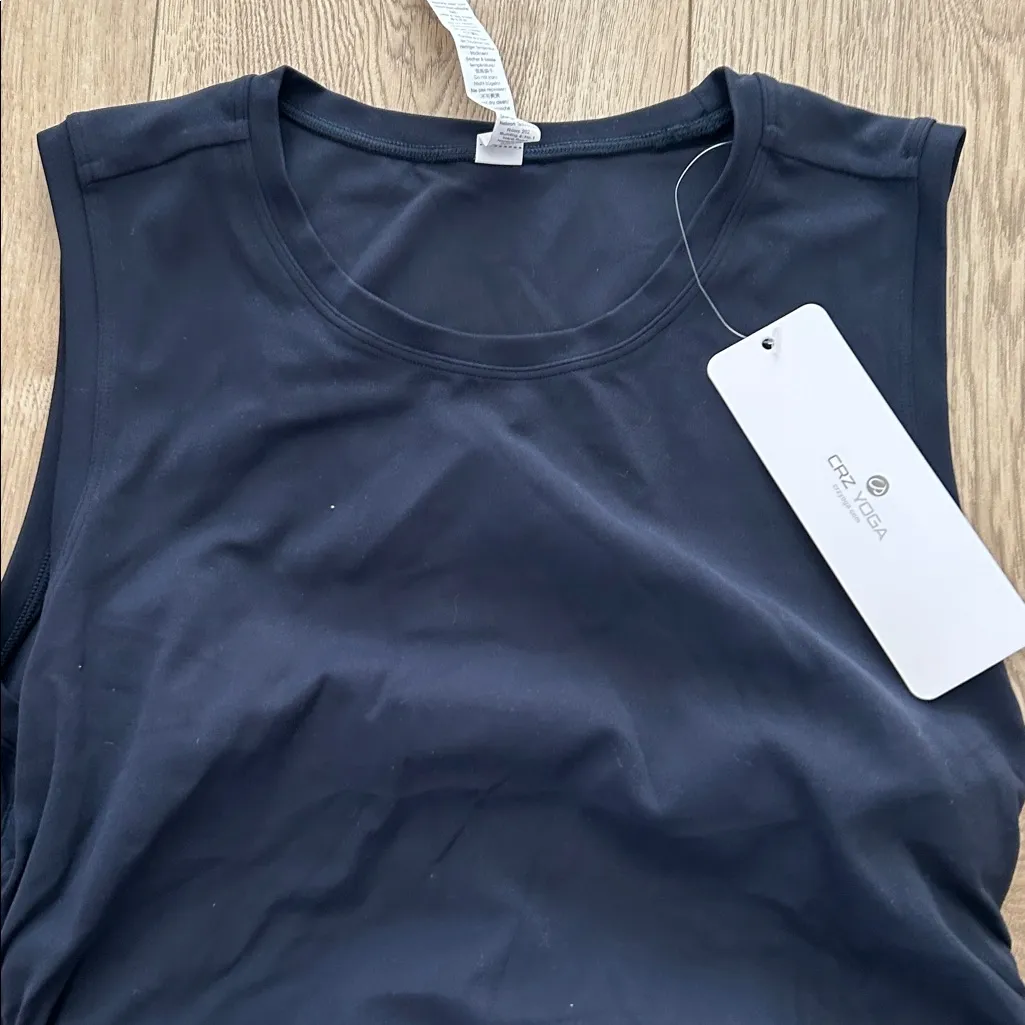 CRZ YOGA Butterluxe Sleeveless Ruched Midi Bodycon, True Navy, Size Small, NWT - Image 7