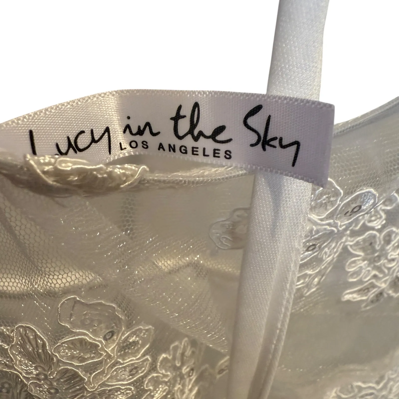 Lucy in the Sky White Lace Mini Dress Halter Sleeveless‎ Party Dress S - Image 3