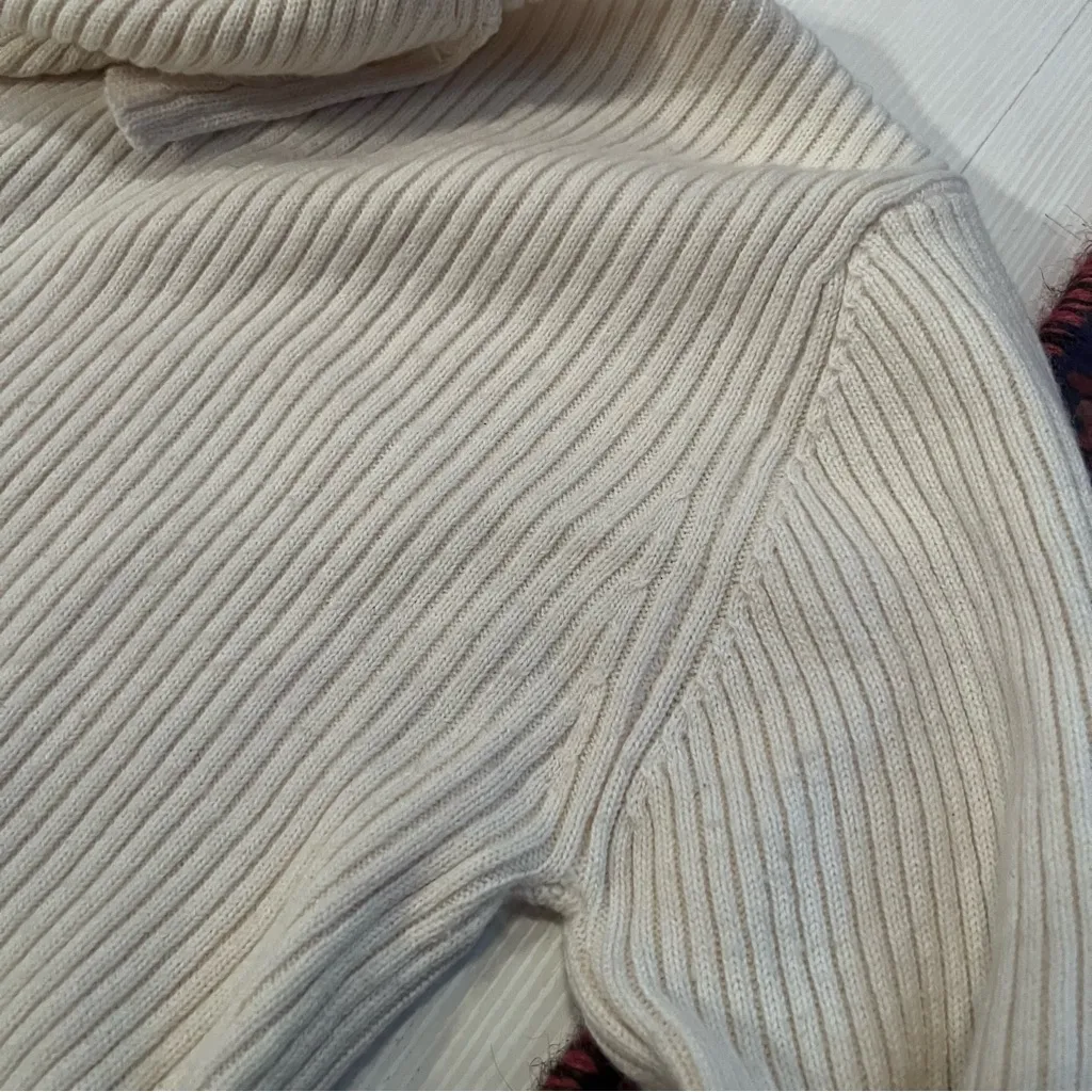 Orvis fold over turtleneck sweater oat cream wool - Image 6