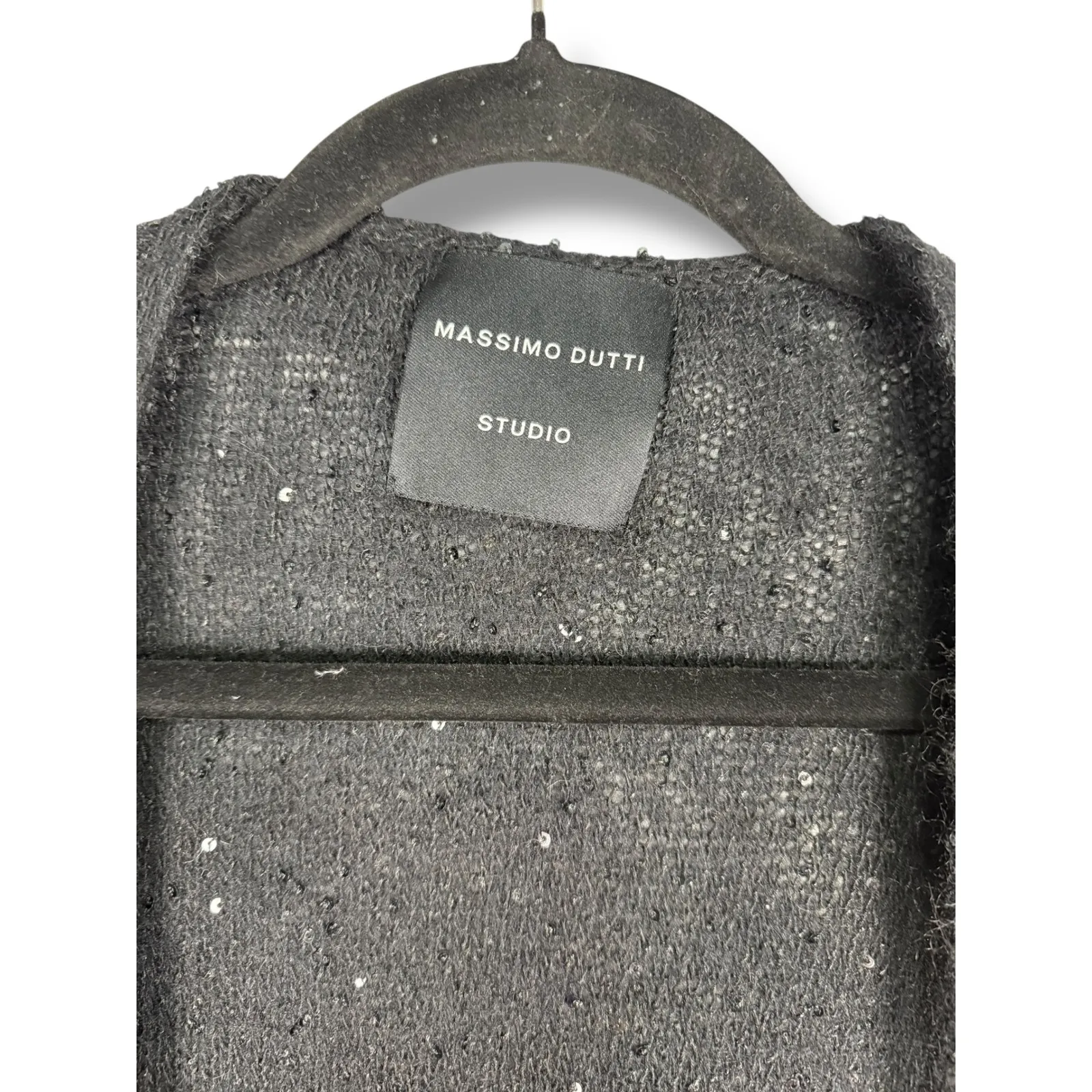 Massimo Dutti Studio Black Sequin Wrap Knit Cardigan Sweater Studio Collection - Image 6