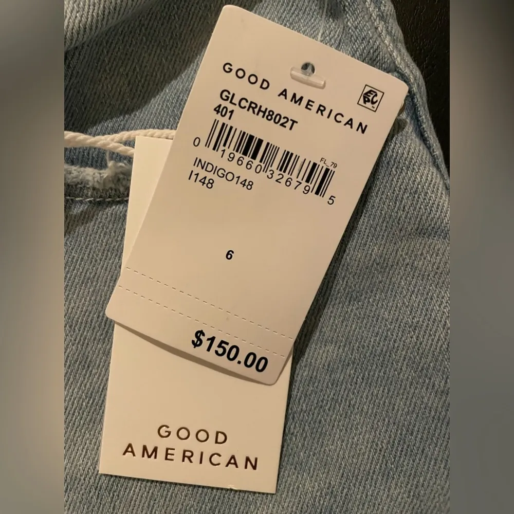 NWT Good American Good Legs Crop Skinny Distressed Raw Hem Light Blue Size 6 - Image 10