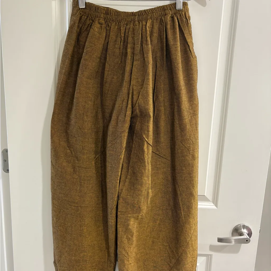 NWT Karma Nepal Craft Brown Wrap Wide Leg Palazzo Pants size 6 approx - Image 8