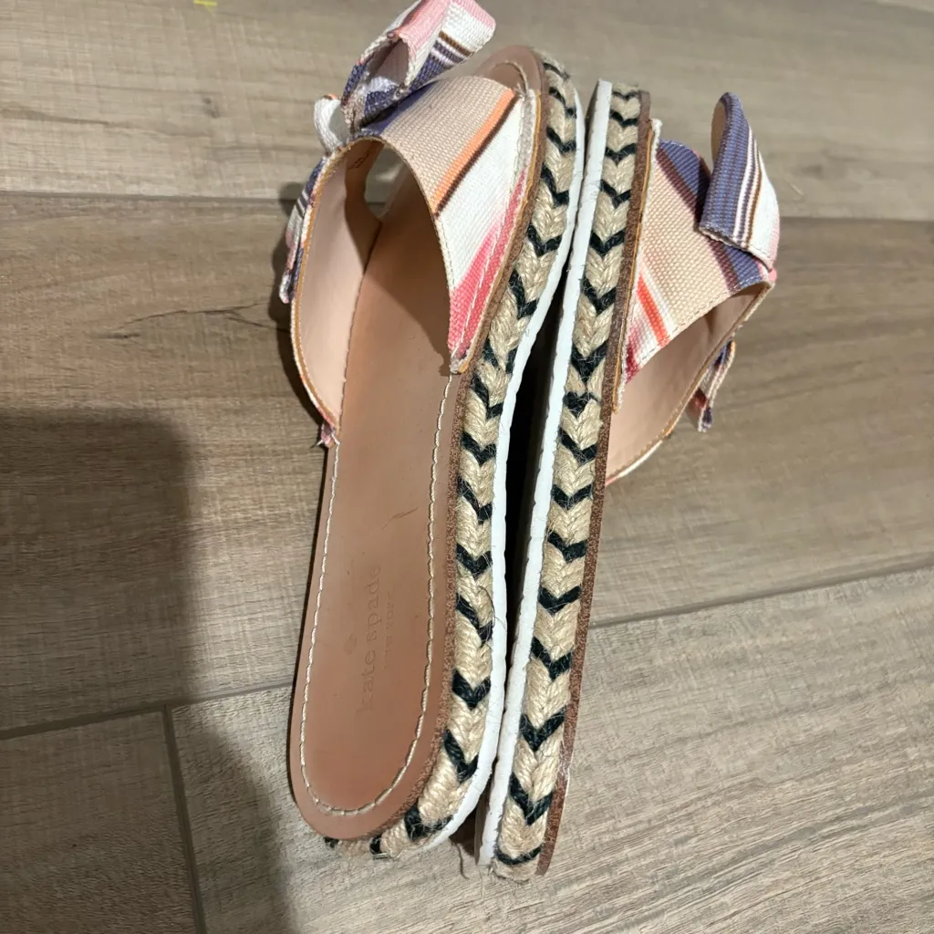 Kate Spade Idalah Sandal Slip On Slide Espadrille Striped Bow pink purple size 7 - Image 4