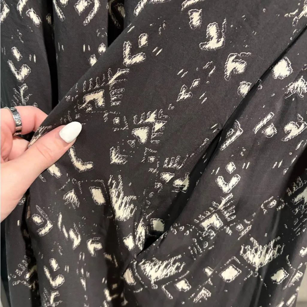 Free People Charcoal Gray & Ivory Sleeveless High Low Dress- Size Medium - Image 3