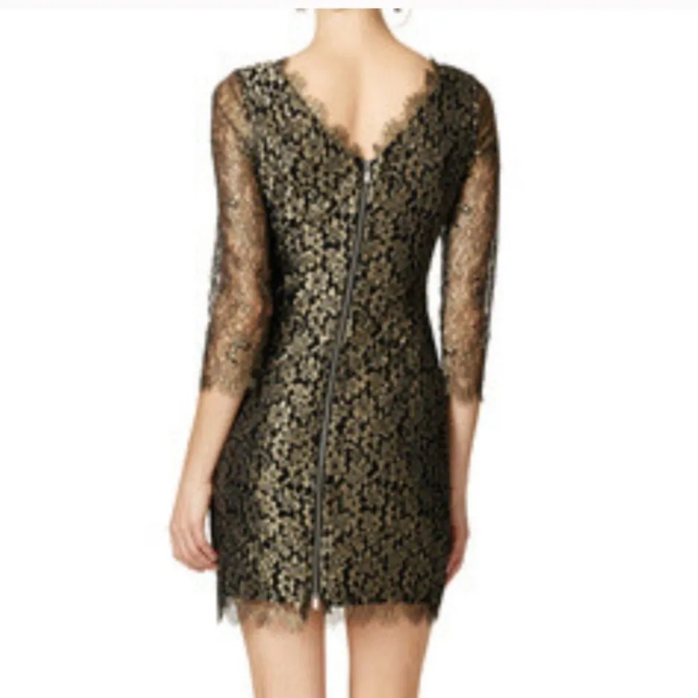 Diane Von Furstenberg Gold Lace Dress - Image 2