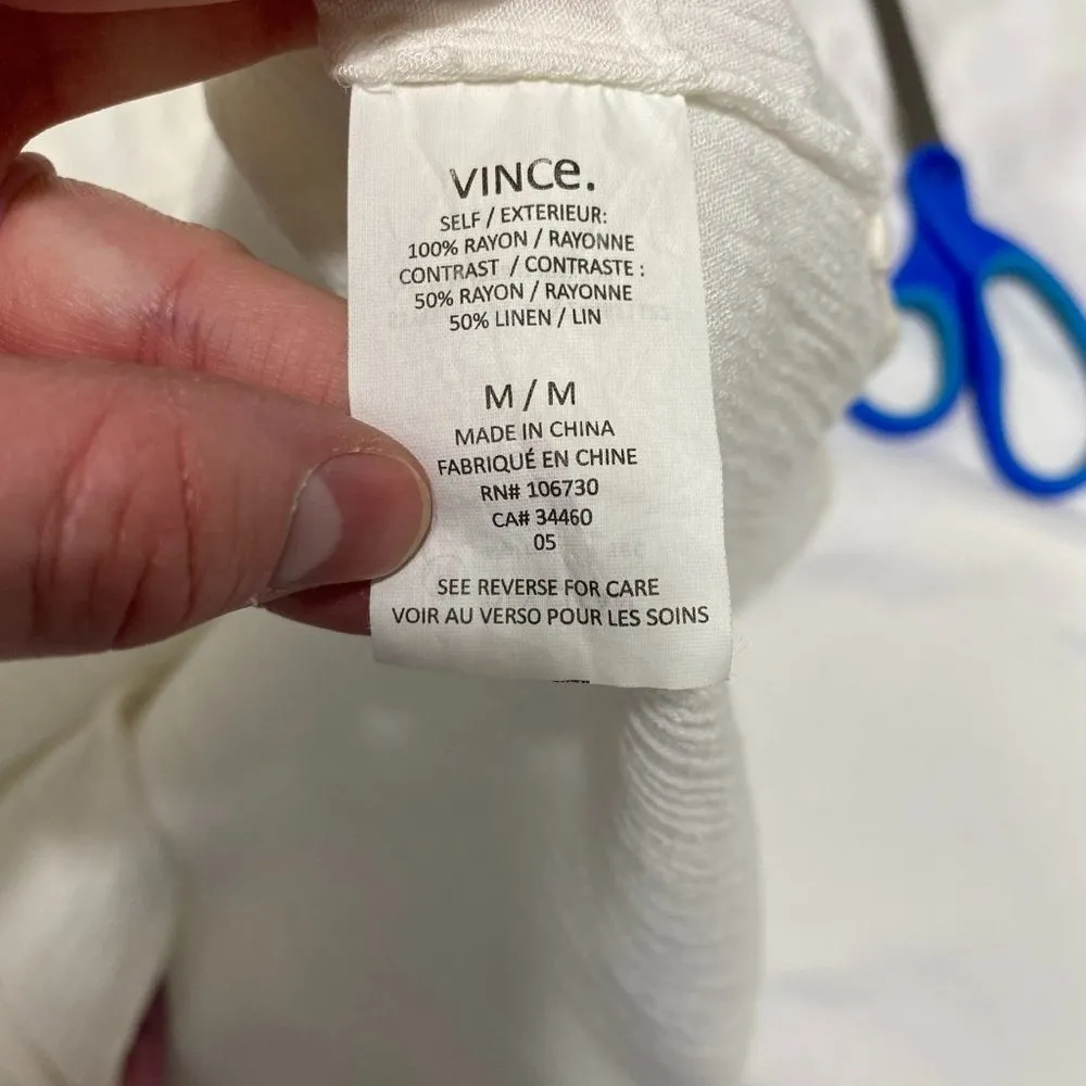 Vince Yoke Front Black Trapunto Tunic Top in White- Medium - Image 49