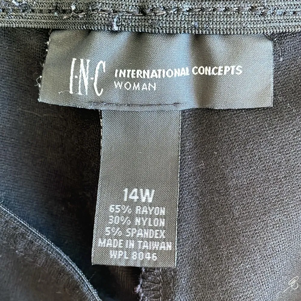 INC International Concepts Black Stretch Skinny Pants Size 14W - Image 4