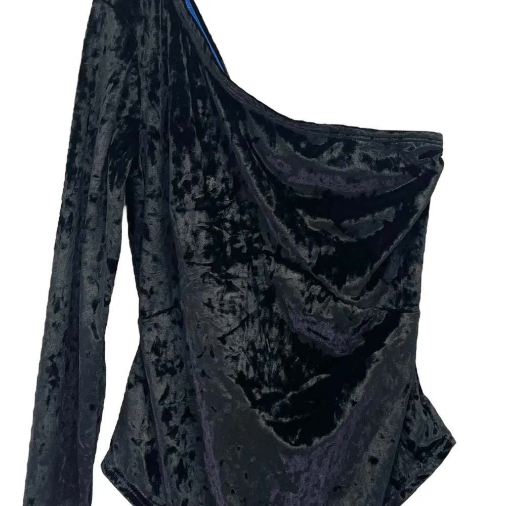 Yitty by Lizzo Plusshy Asymmetrical Bodysuit Iconic Black Crushed Velvet Size XL - Image 8