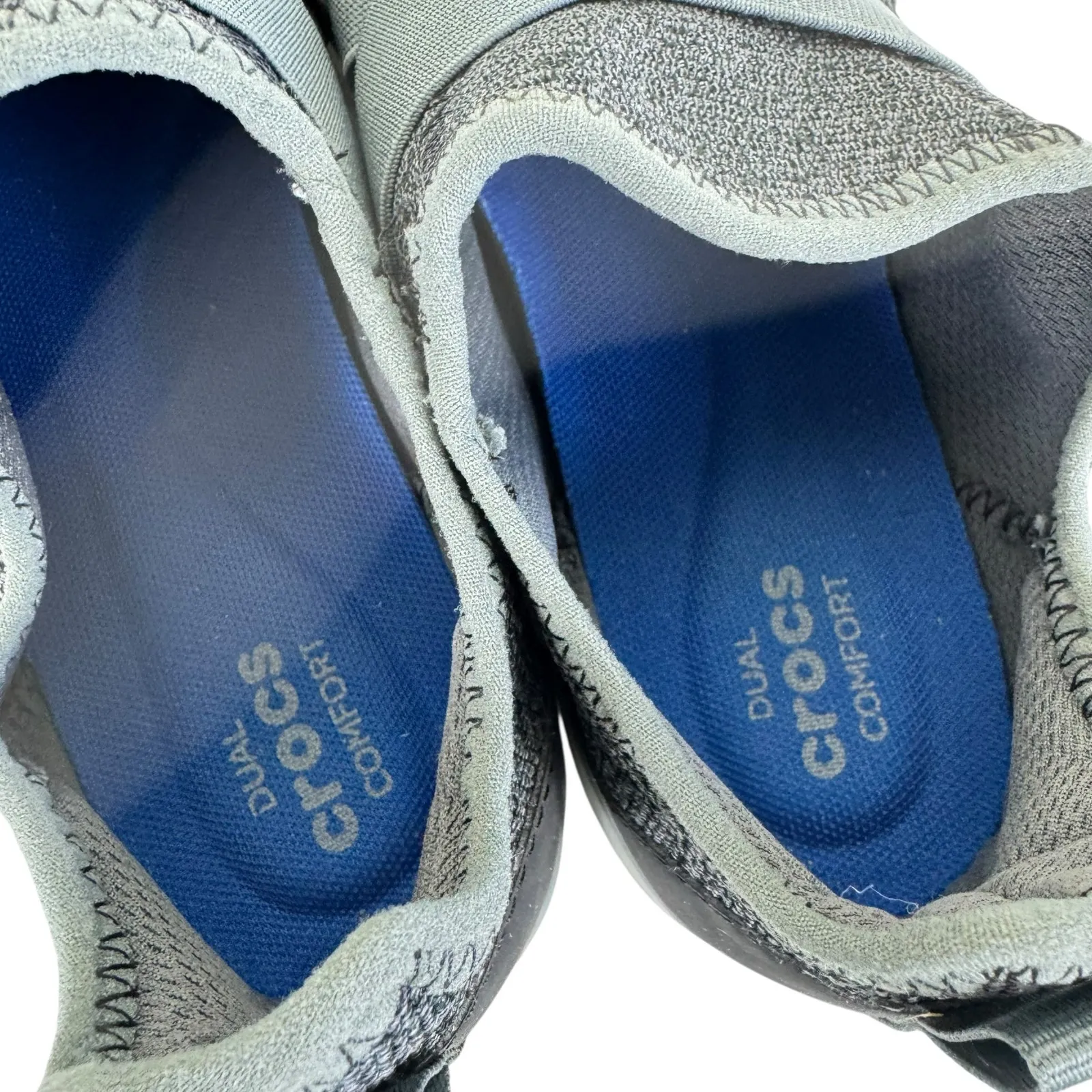 Crocs Swiftwater Gray Fabric Cross Strap Static Slip On Sneakers Size 7 - Image 4