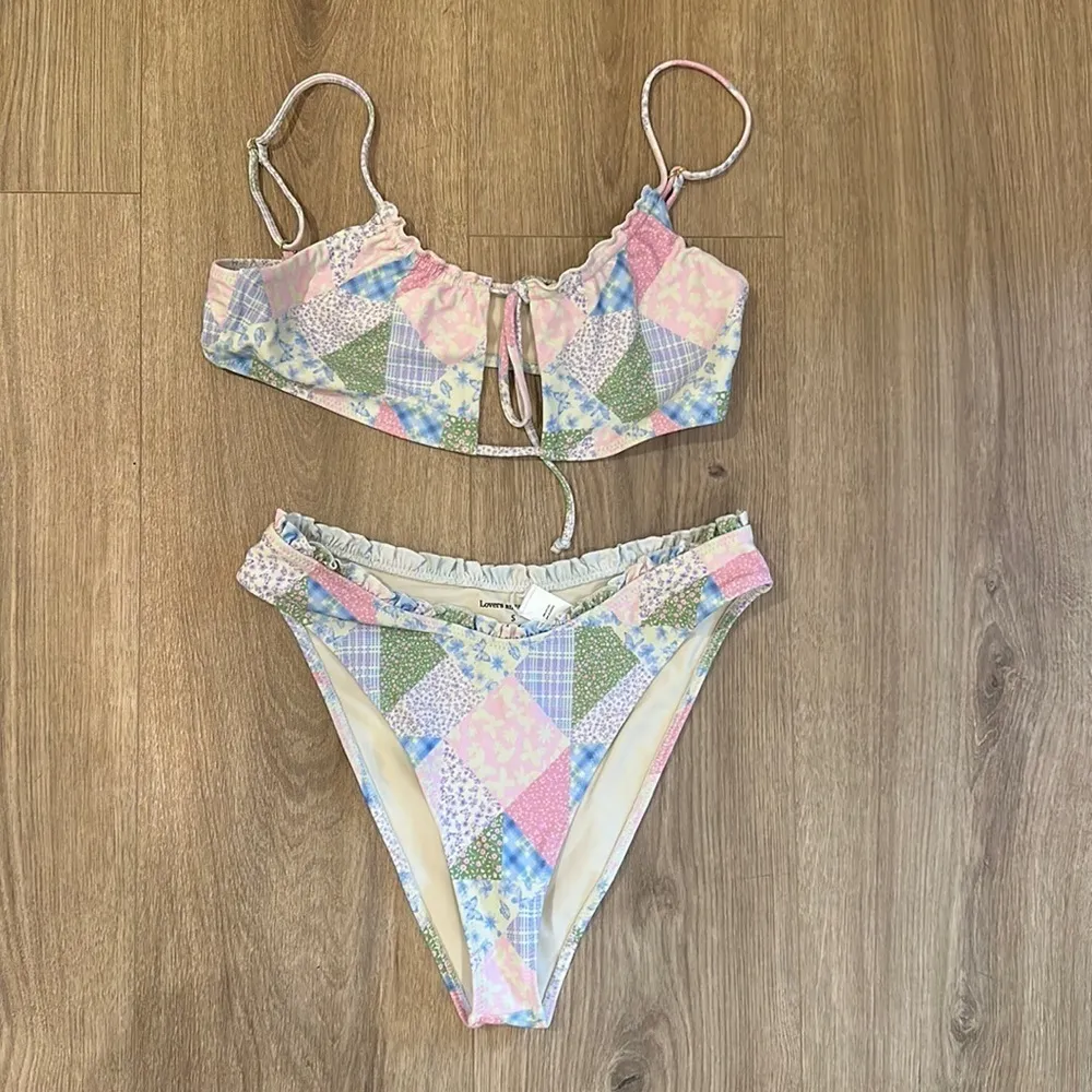 Lovers + Friends  In a Haze Two Piece Patchwork Bikini Small - Image 5