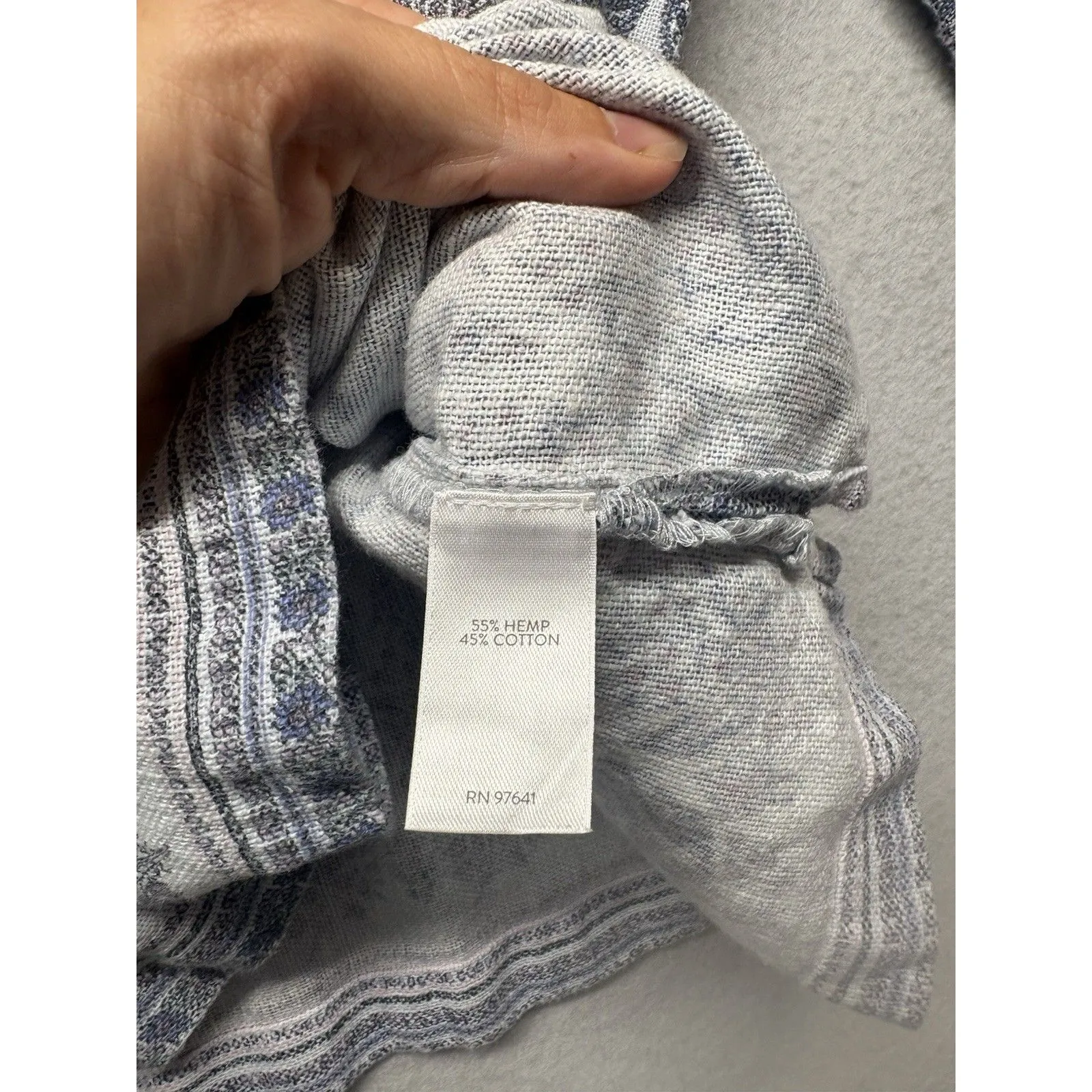 Pure Jill Top Women Medium Blue Paisley Hemp Cotton Light Casual Boho Hippie - Image 3