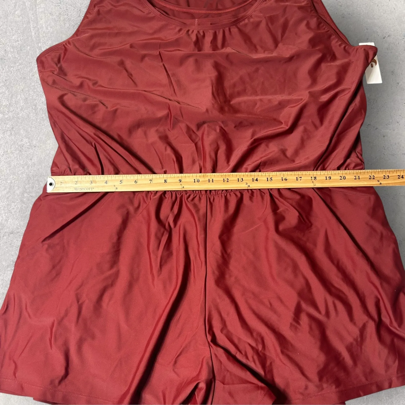 Honey Mark Sage Swim Romper‎ Womens 5XL Burgundy Sleeveless Stretch Pockets NEW Red Size 5X - Image 10