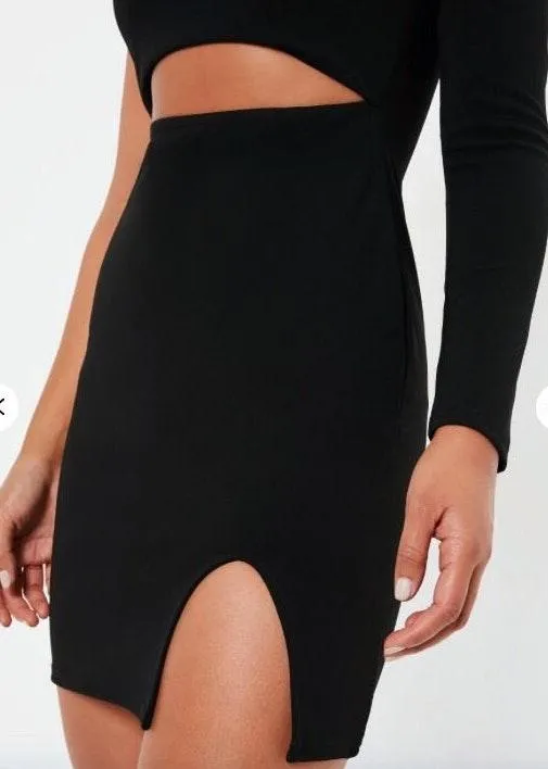 Black Cut Out One Shoulder Dress - Image 3