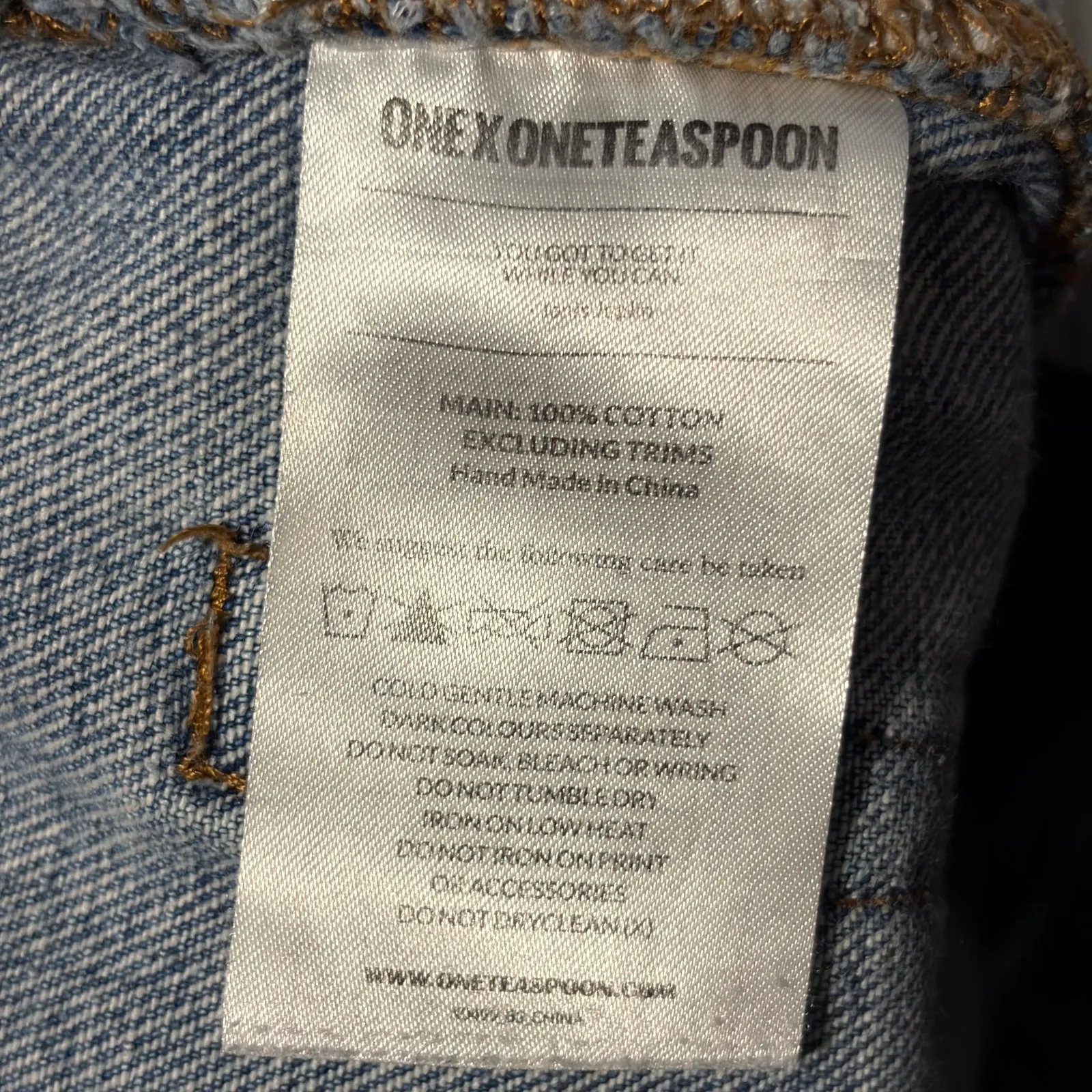 ONE X ONETEASPOON Straight Boyfriend Distressed Busted Knee Jeans 27 High Rise Blue - Image 8