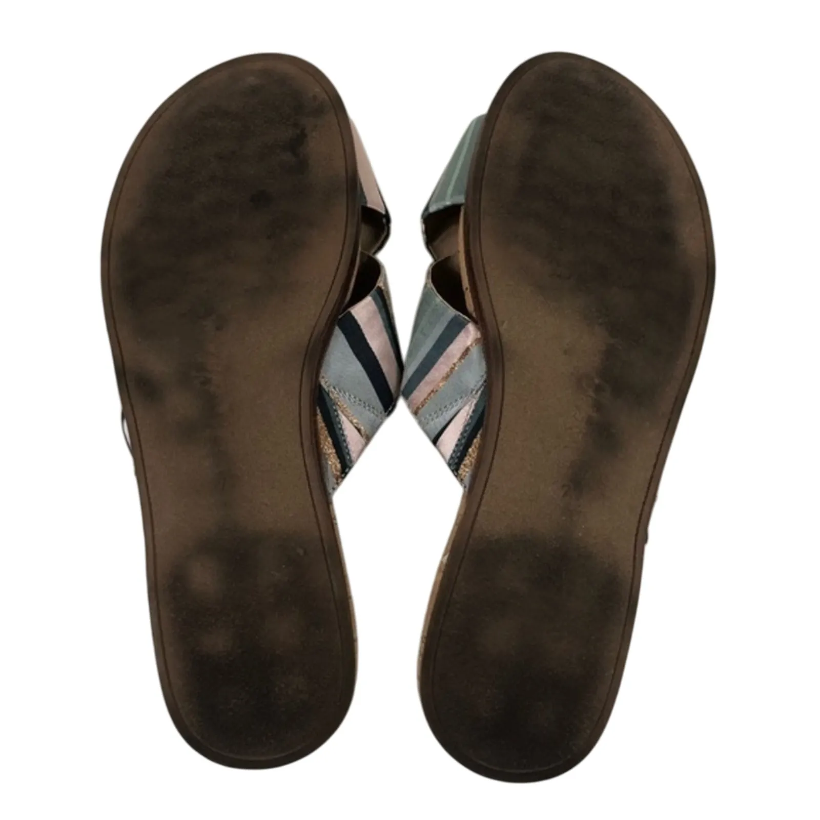 Sam Edelman Hattie Crisscross Sandals Womens 7.5 Blue Stripe Cork Coastal Boho - Image 4