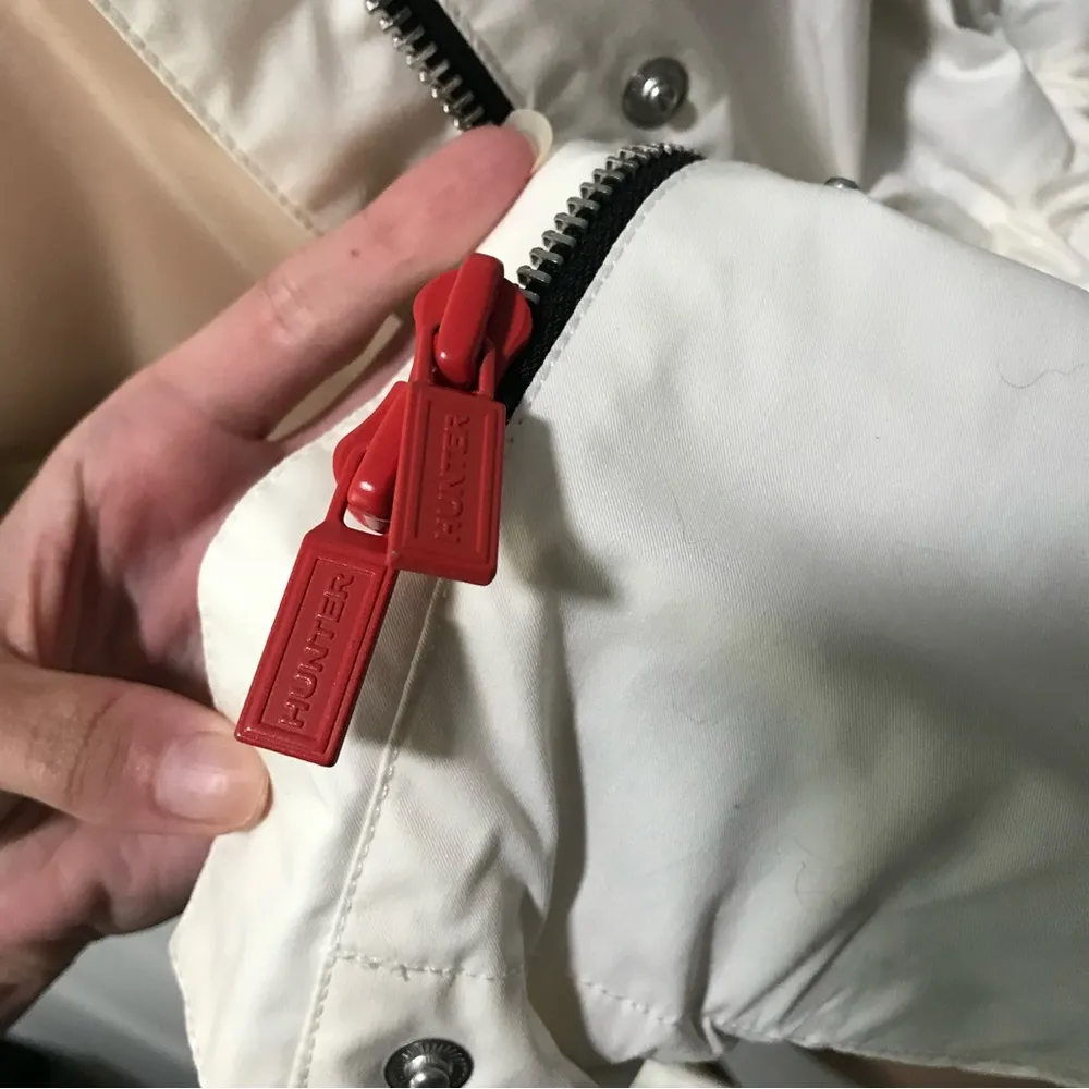 Hunter  Original Smock Cotton Rain Jacket Coat White Small - Image 7