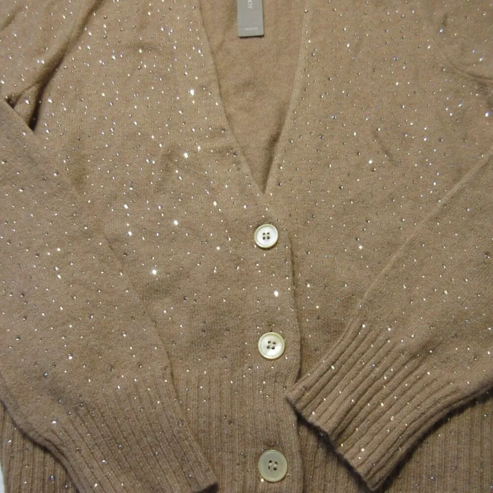 NWT J.Crew V-neck Sparkle Cardigan in Heather Acorn Supersoft Yarn Sweater XS - Image 4