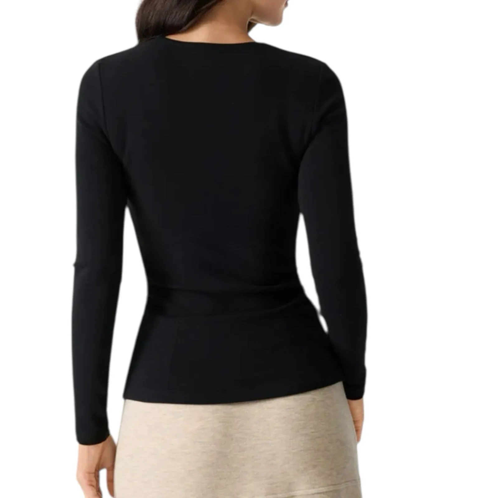 NWT OGL ProWarm V Neck Ruched Sides Brami Top Long Sleeve Black Size Large - Image 3