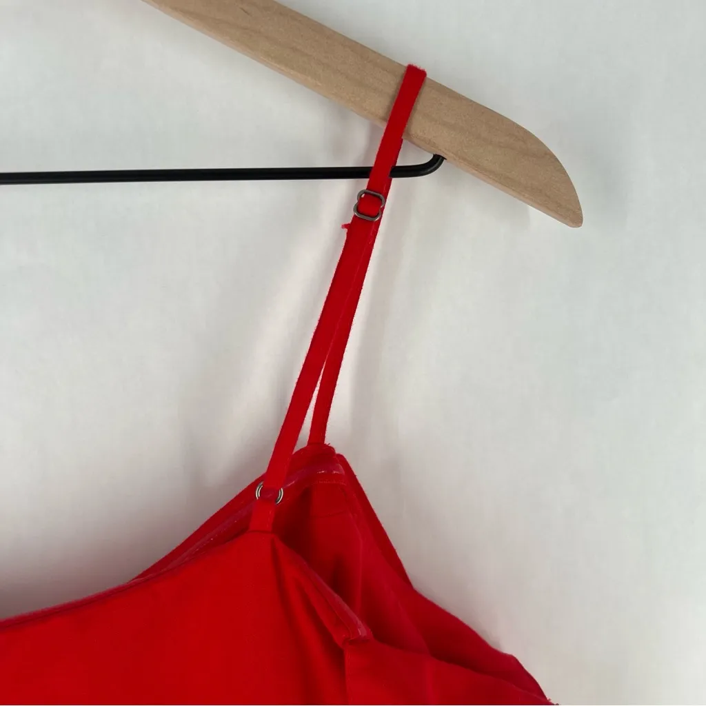 Abercrombie & Fitch Red Linen Blend Off The Shoulder Sweetheart Midi Dress‎ 6 - Image 11