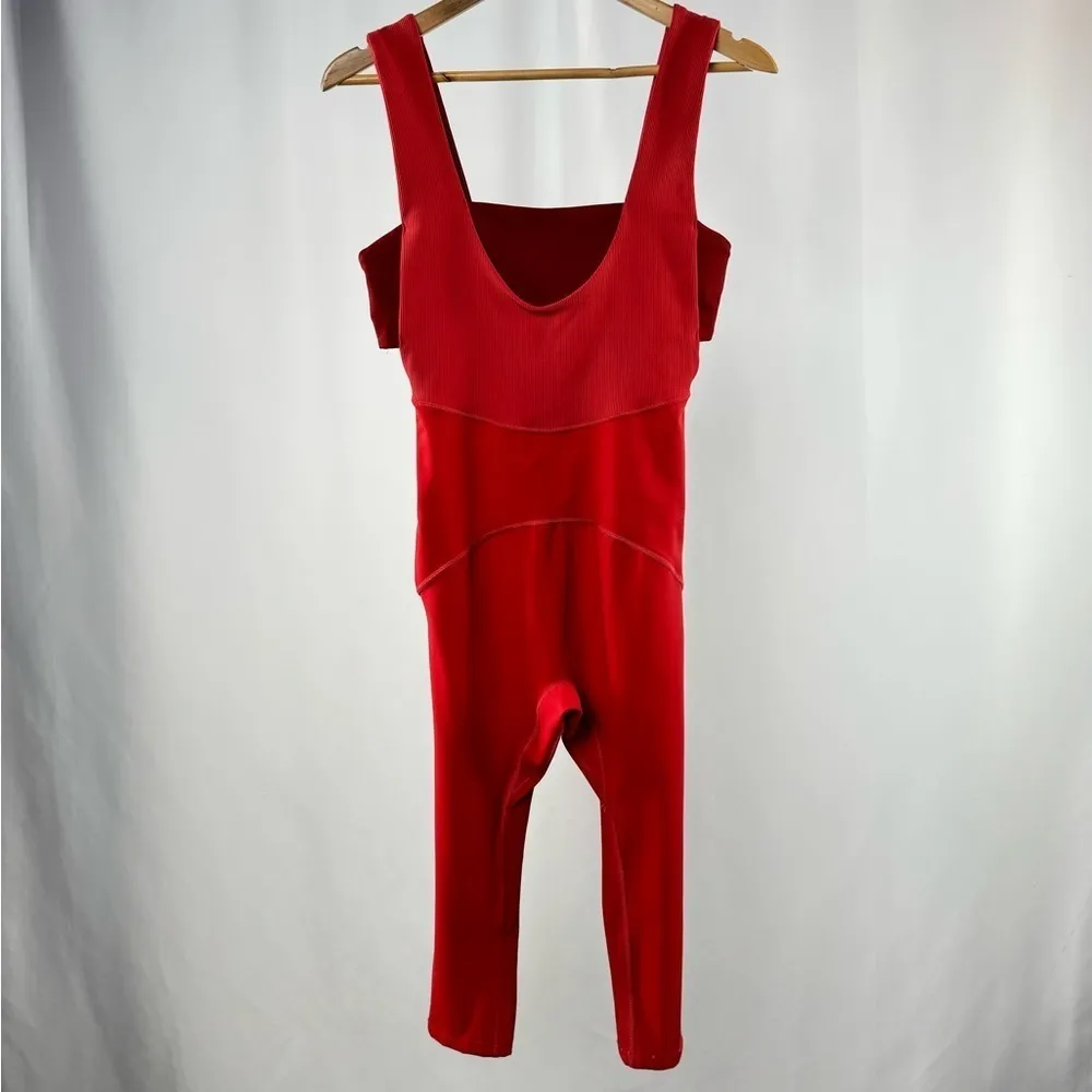 Free People Movement Cut Out Cropped Exercise Jumpsuit in‎ Red Size Small - Image 5