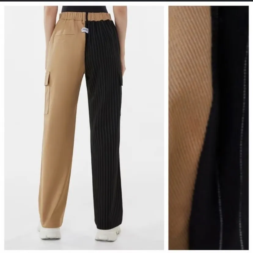 Bershka Black/Tan Contrasting Two-Tone Straight-Fit Cargo Pants 2 tailored $98 - Image 3