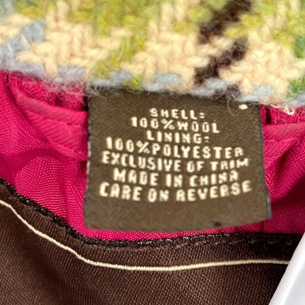 Coach Tattersall Hampton Tweed Plaid Houndstooth 100% Wool Pea Coat Jacket - Image 8