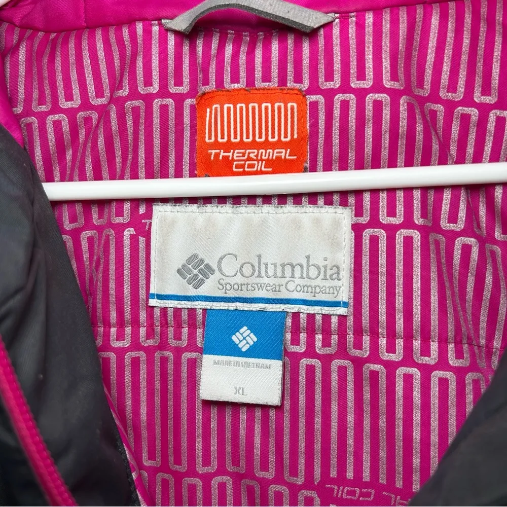 Columbia Thermal Coil black & pink full zip hooded nylon jacket women’s size XL - Image 5