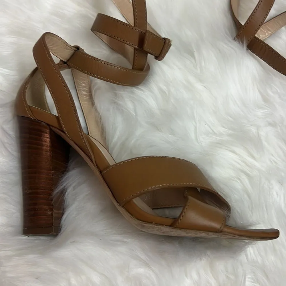 Club Monaco tan leather wrap heels Size6.5  A21 - Image 8