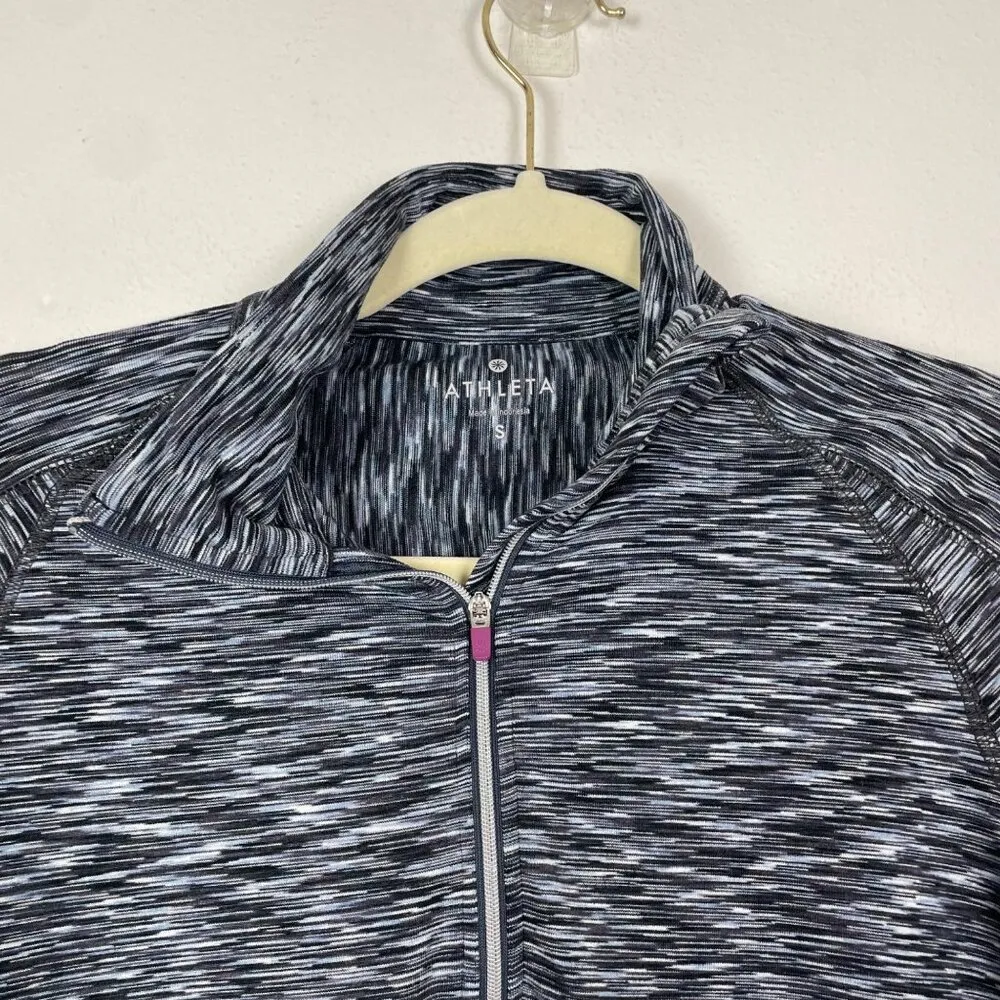 Athleta Womens Heathered Grey Striped Quarter-Zip Pullover Athletic Top Womens S - Image 3