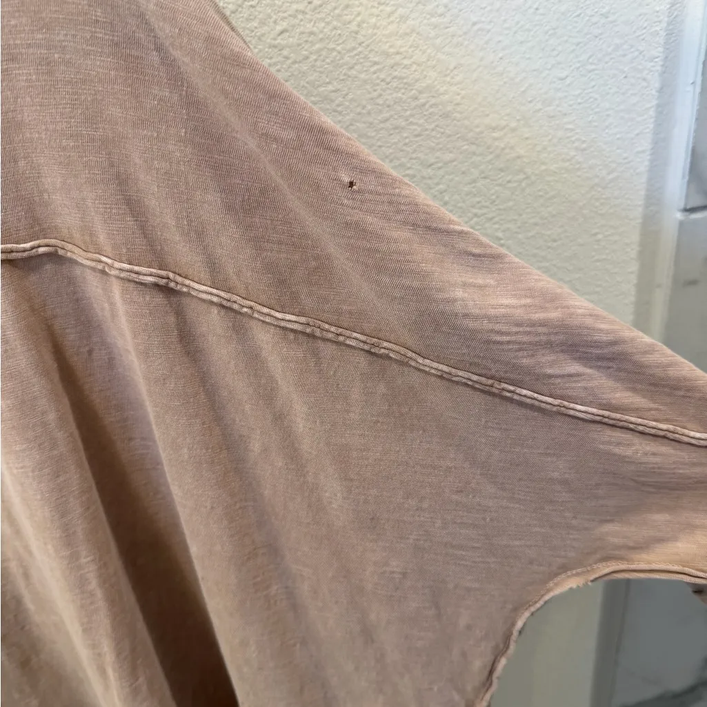 Easel Oversized V Neck Top Large Neutral Cotton Slub Boxy Fit - Image 7