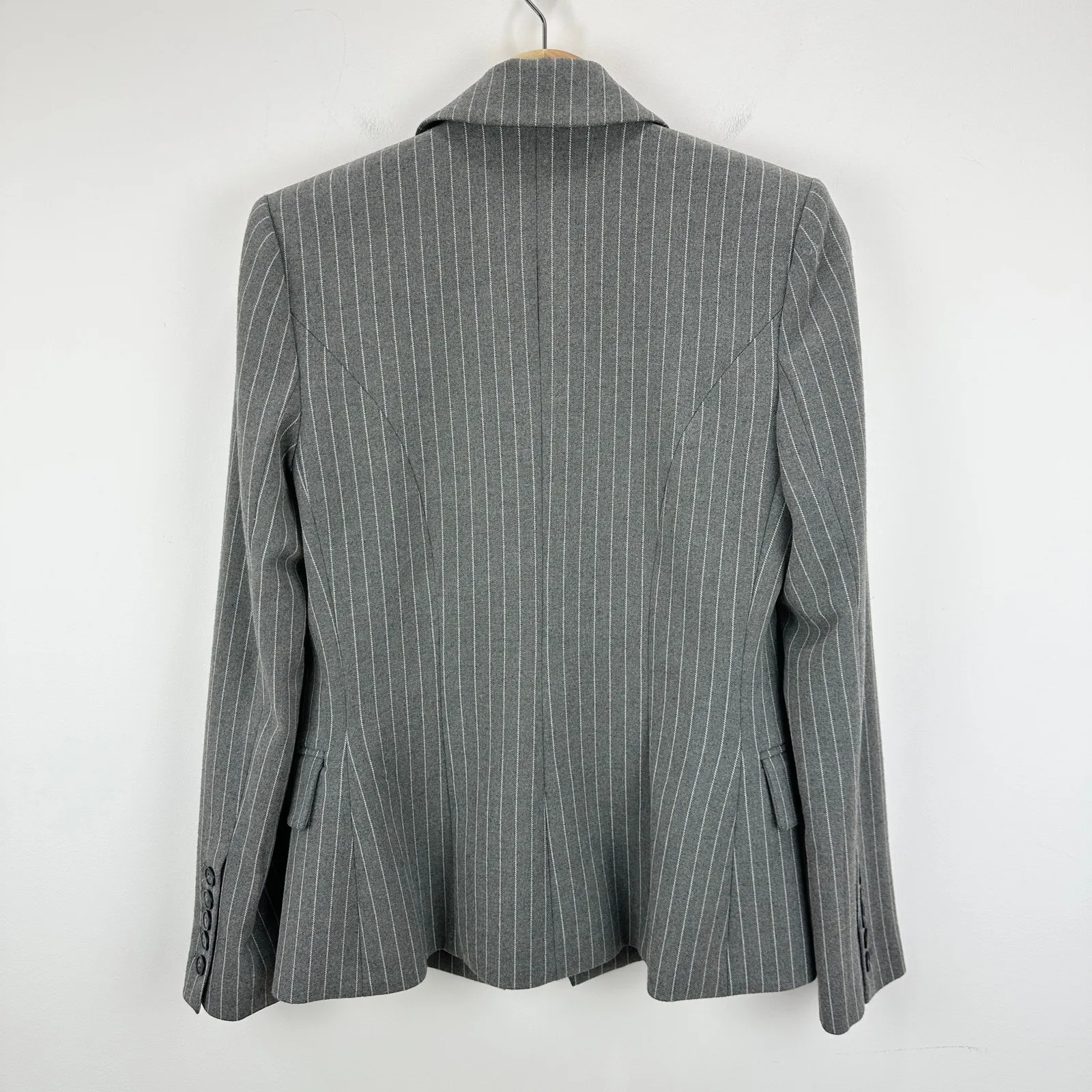 L'AGENCE Kenzie Double Breasted Blazer Jacket Pinstripe Gray Classic Preppy US 4 - Image 7