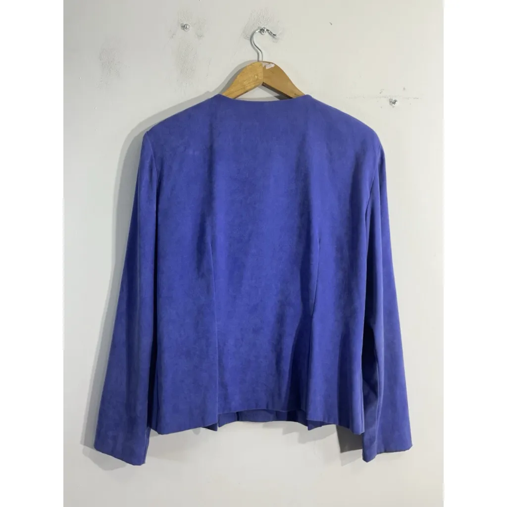 Womans Leslie Fay Dresses Blazer Button Down 12 Purple Padded Shoulders - Image 2