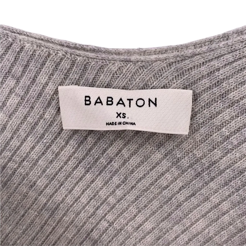 Babaton Aritzia Kitano Grey Ribbed Wool Blend Cross Back Sweater Size XS - Image 5