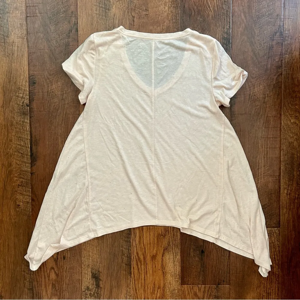 JUICY COUTURE peach glitter shark bite tissue tee, Size M - Image 3