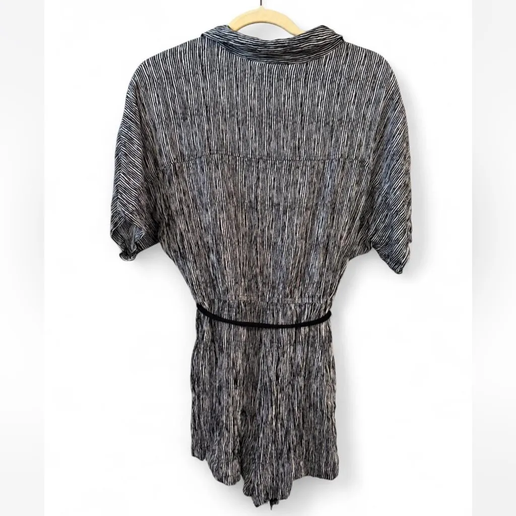 Rag Poets Chic Black and White Striped Romper - Image 3