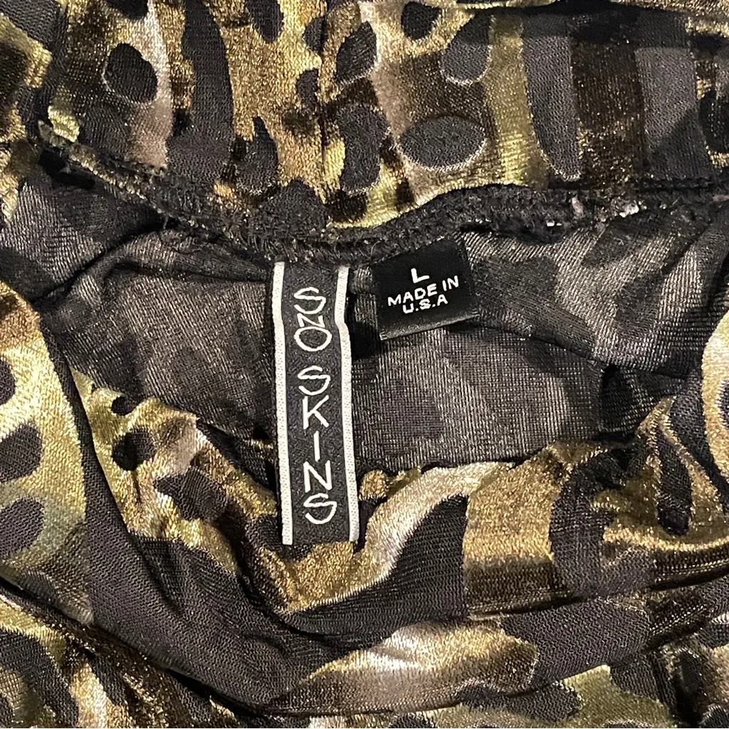 Sno Skins Velvet Burnout Abstract Turtleneck Top Women’s Large Made in USA Green - Image 8