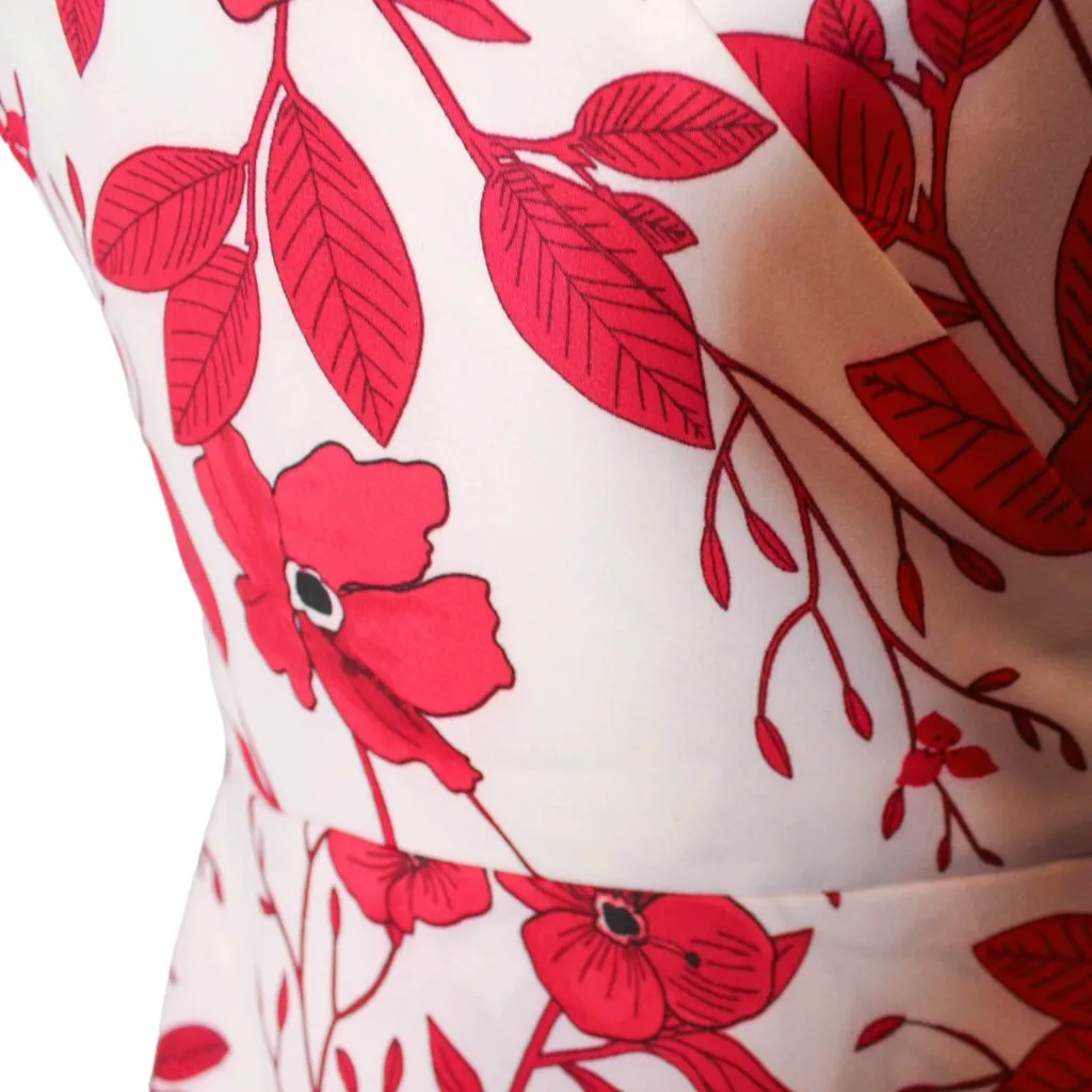 Banana Republic Floral Pencil Dress – Size 4 – Red & White – Surplice Neckline - Image 7