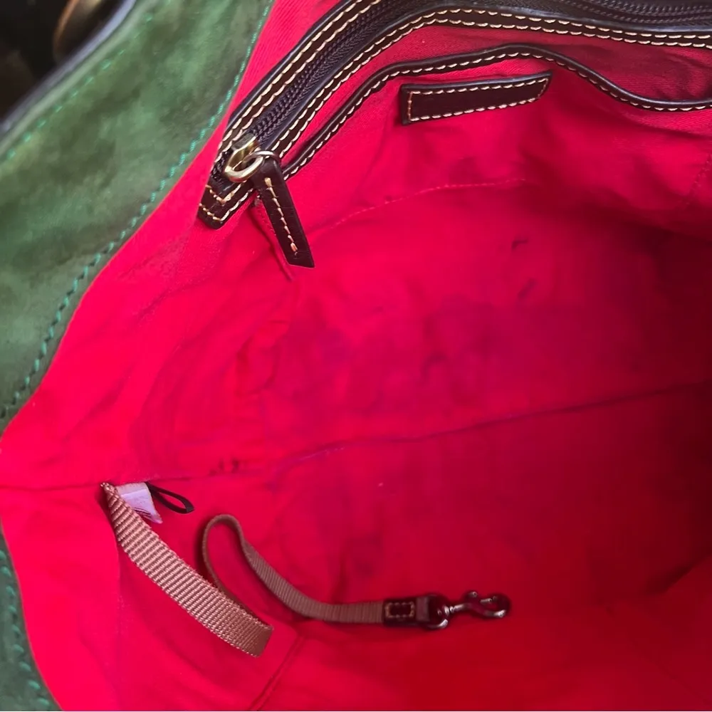 Dooney and Bourke Florentine East Westc Skylar brown black leather suede tote. - Image 9