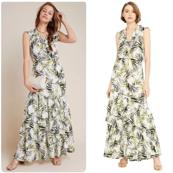 MISA LOS ANGELES Maxine Maxi Dress, Green/White, XS - Image 2