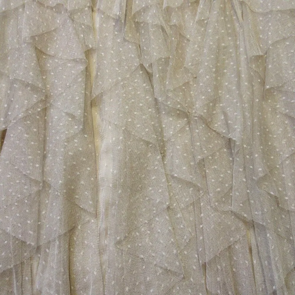 NWT Anthropologie Evelyn Chéri Cheri in Moss Beige Ruffled Tulle Midi Skirt 1X - Image 4