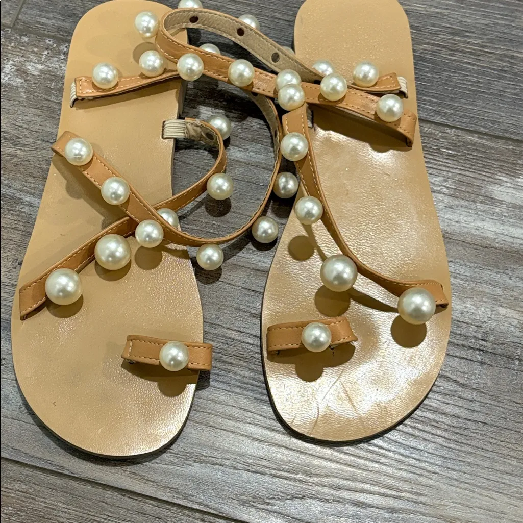 Giant pearl million dollar wrap around sandals wedding size 39 - Image 7