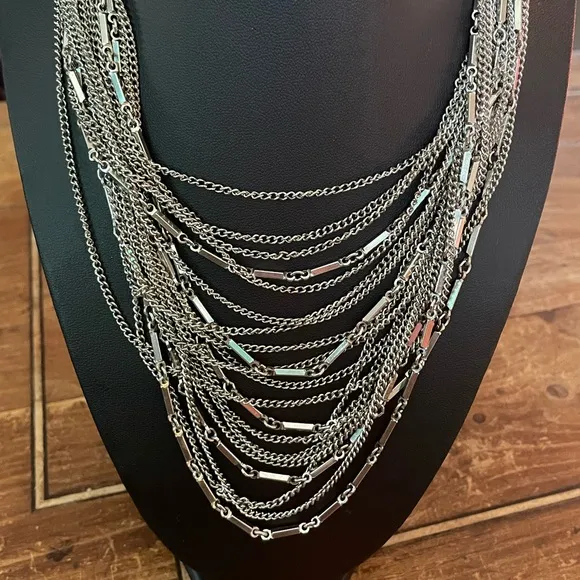 Vintage Kramer Multi Strand Necklace Silver - Image 2