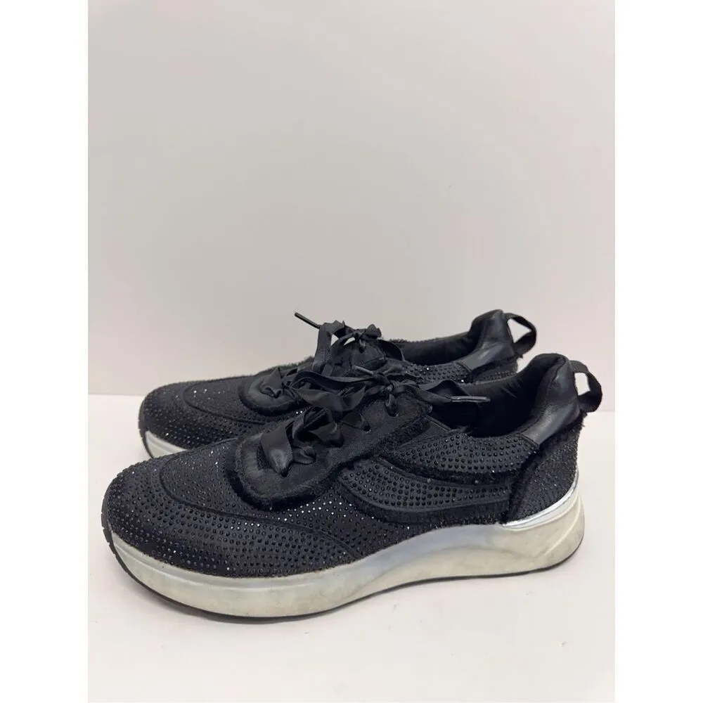 Kenneth Cole Sneakers Womens Size 7.5‎ Black Rhinestone Ribbon Ties - Image 3