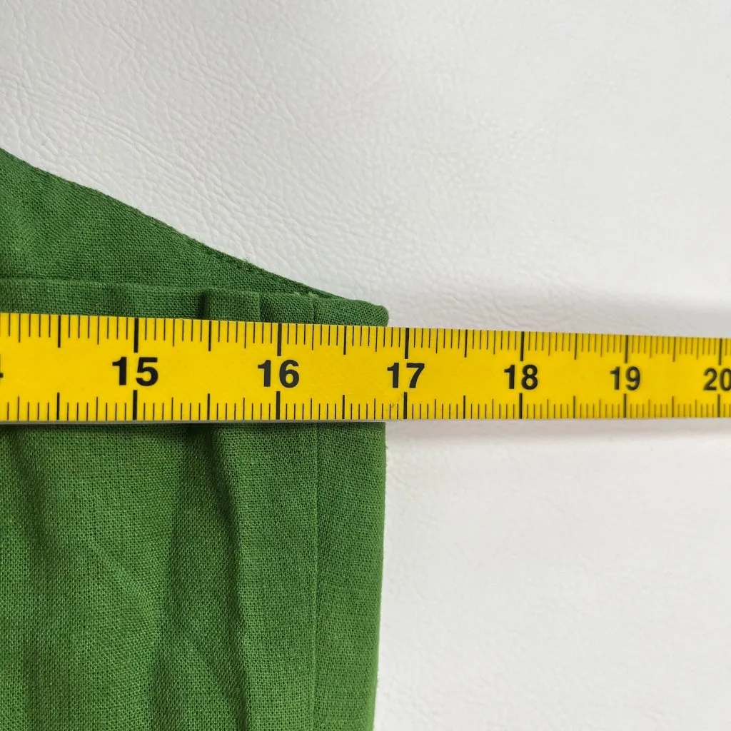 NWOT Farm Rio Green Bow Linen Crop Top Square Neck Sleeveless Statement Tank M - Image 12